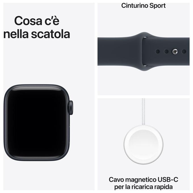 Apple MJL14QL-A Apple Watch SE 3 GPS Cassa 40 mm in Alluminio Mezzanotte con Cinturino Sport Blu Marino colore Blu Marino