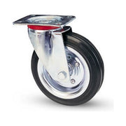 AVO 01080002250RN Ruota in Gomma Piena con Supporto in Acciaio per Industria Diametro 225mm Fissaggio a Piastra 80 Shore A colore Nero