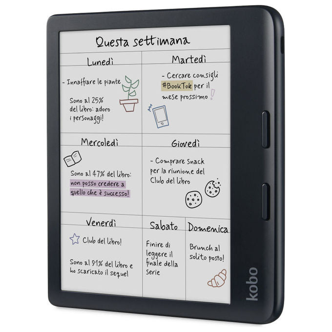 Kobo N428-KU-BK-K-CK Libra Colour eReader 7'' E Ink Kaleido 3 32 GB Wi-Fi Bluetooth IPX8 colore Nero