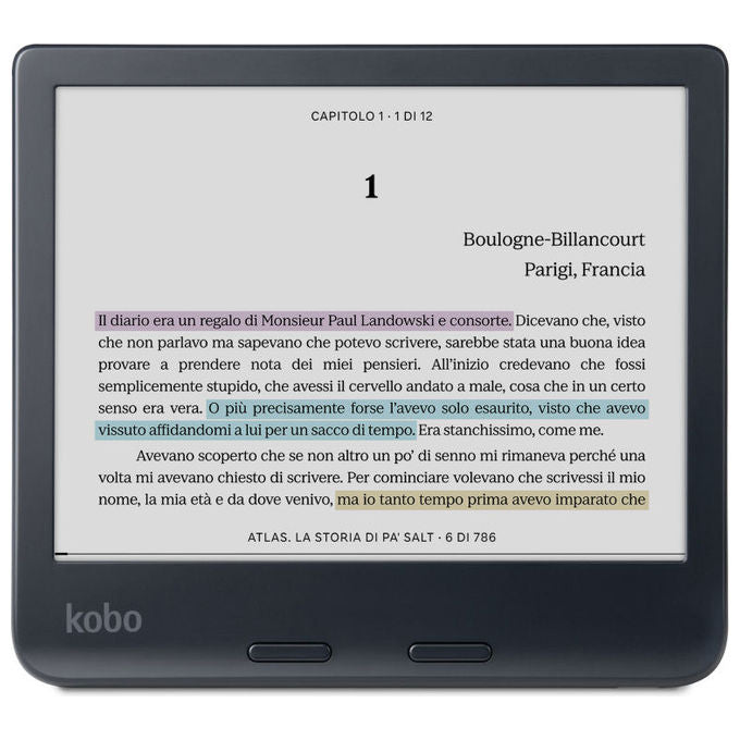 Kobo N428-KU-BK-K-CK Libra Colour eReader 7'' E Ink Kaleido 3 32 GB Wi-Fi Bluetooth IPX8 colore Nero
