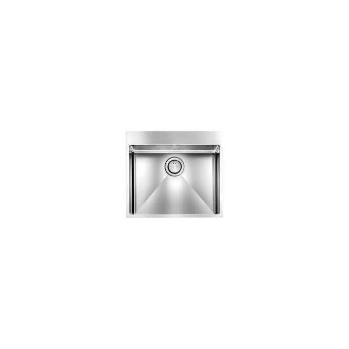 CM 072044.X1.01.2063 Lavello da incasso 1 vasca monovasca slim in acciaio inox AISI 304 18-10 con piletta rondo' manuale installazione semifilo filotop sottotop foro miscelatore 35 mm colore Inox vintage