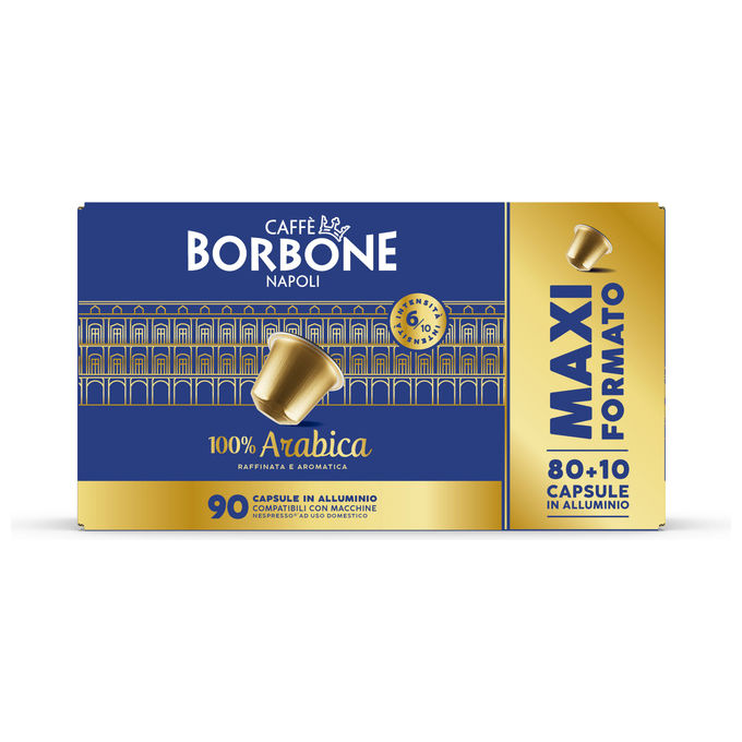 Caffe' Borbone, Respresso 100% Arabica, 90 Capsule Alluminio, Compatibili Nespresso