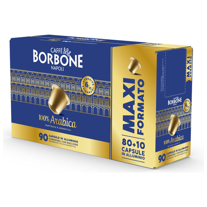Caffe' Borbone, Respresso 100% Arabica, 90 Capsule Alluminio, Compatibili Nespresso