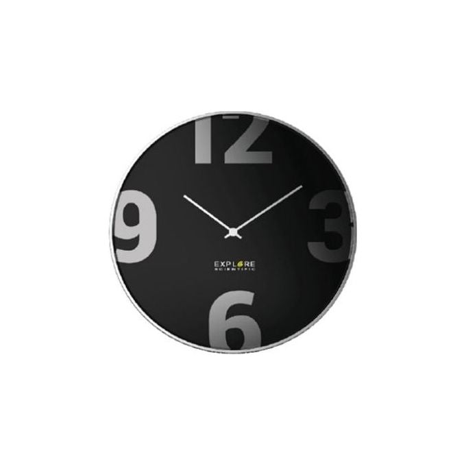 Explore Scientific RAC1002CM3000 Orologio da Parete Radiocontrollato Diametro 25 cm Movimento Silenzioso Tedesco in Metallo colore Black e Silver