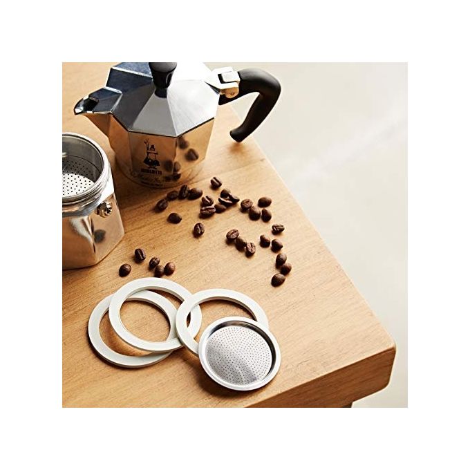 Bialetti 3 Guarnizioni e una piastrina per caffettiera moka 3-4 Tazze
