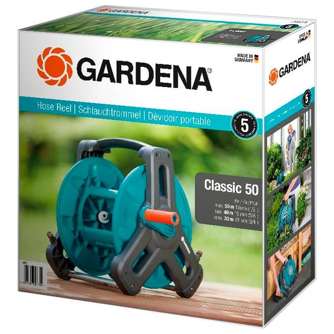 Gardena 08007-20 Classic Avvolgitubo Portatile capacita' 50 m tubo 13 mm 40 m tubo 15 mm 30 m tubo 19 mm