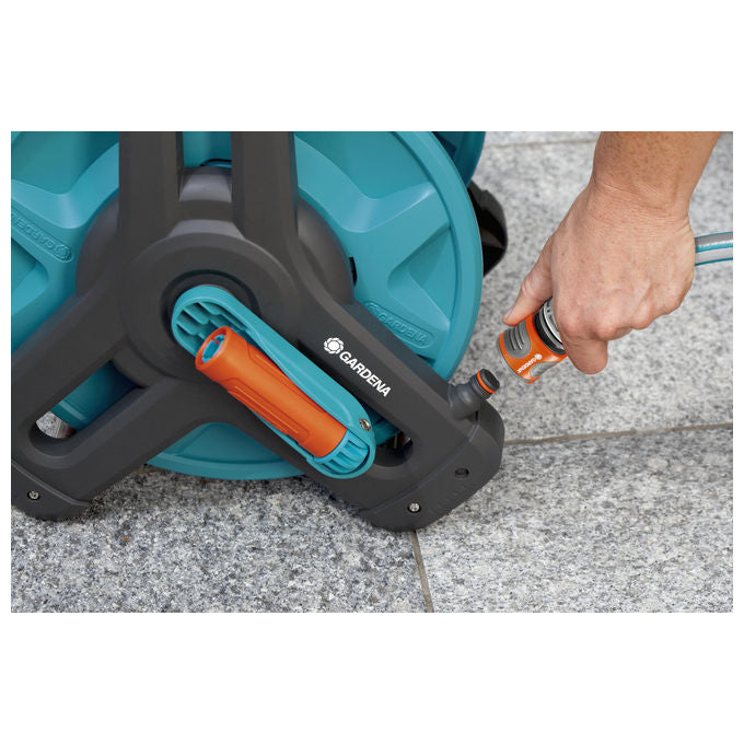 Gardena 8010-20 Classic Avvolgitubo da Terra Set Completo tubo 10 m diametro 13 mm con raccordi e lancia colore Multicolore