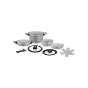 Brunner MOV9984745 Fusion Set Pentole Campeggio 7+1 Alluminio Ceramica Antiaderente Magnetogrip Induzione 3.5 Kg
