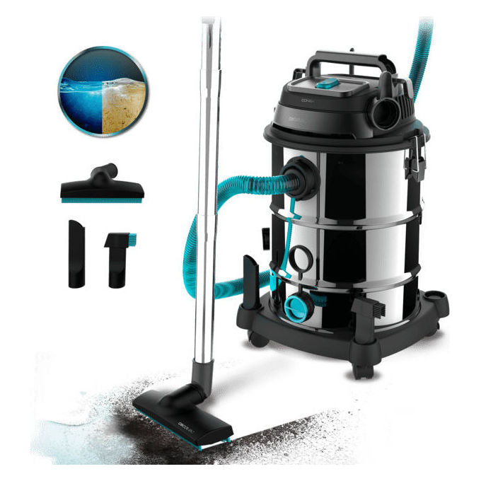 Cecotec 08115 Conga Rockstar Wet and Dry Steel Max Pro Aspiratore solidi e liquidi 30 L 1600 W 23 kPa Filtro HEPA colore Argento
