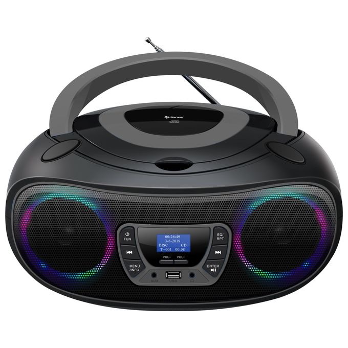 Denver TDB-212GR Radioodtwarzacz con Bluetooth DAB+ FM Odtwarzacz CD USB AUX LCD colore Czarno-szary