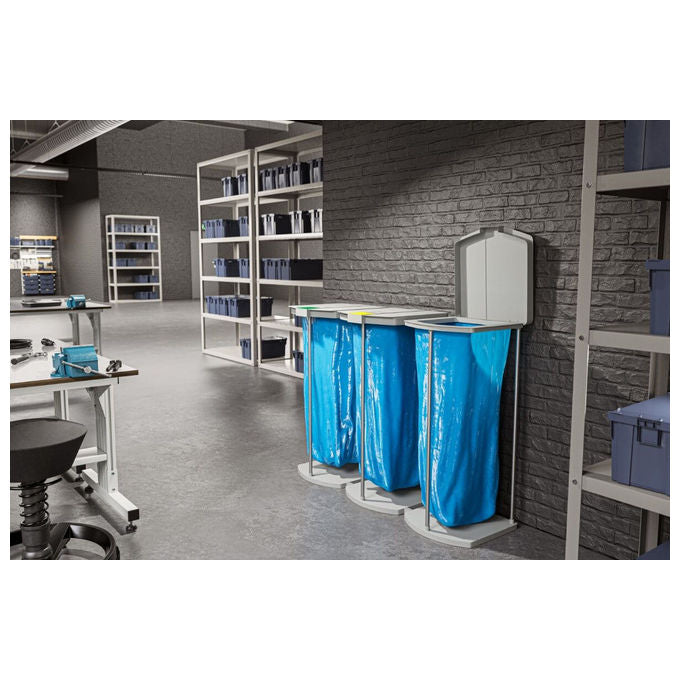 Hailo 0912-110 ProfiLine MSS XXXL Porta Sacchi 120 l con Coperchio e Sistema di Espansione colore Grigio