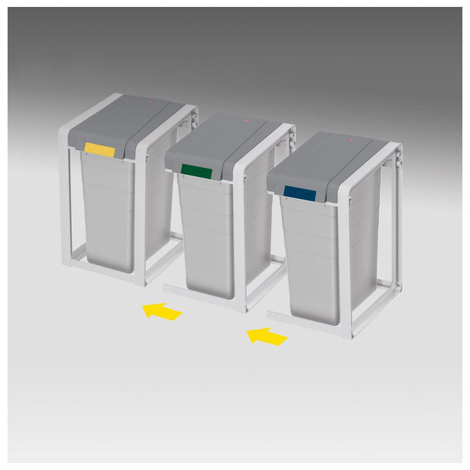 Hailo 0935-302 ProfiLine Öko XL Contenitore per la Raccolta Differenziata 38 L Plastica con Coperchio e Secchio Interno Rimovibile colore Grigio