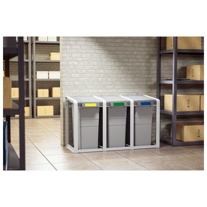 Hailo 0935-302 ProfiLine Öko XL Contenitore per la Raccolta Differenziata 38 L Plastica con Coperchio e Secchio Interno Rimovibile colore Grigio
