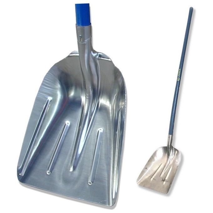 Agef 205E Pala da Neve in Alluminio con Manico in Faggio 130 cm lama 32.5x42 cm colore Blu