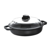 Risoli Tegame Induction cm 28 con 2 Manici e Coperchio in Vetro con Pomolo in Bakelite con Sfiato