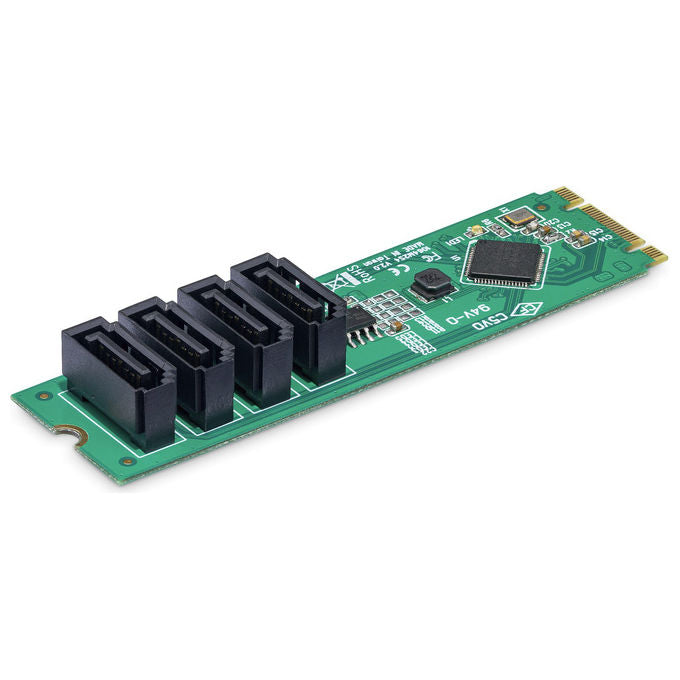 StarTech.com 4P-SATA-M2-ADAPTER Scheda adattatore da M.2 a SATA 4 porte PCIe 3.0 con chipset ASM1064 per Windows macOS Linux colore Verde