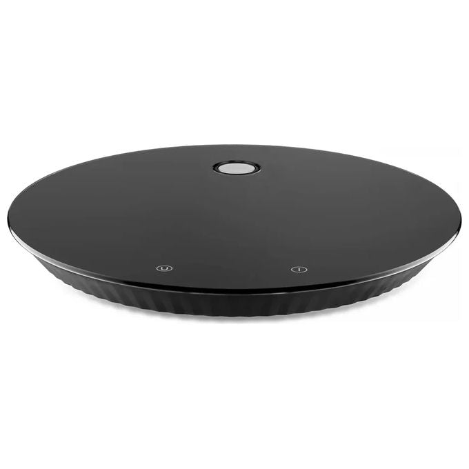 Alessi 8003299477074 Plisse' Bilancia da Cucina Digitale Diametro 27.5 cm Altezza 2.8 cm Materiale Resina Termoplastica e Vetro Temperato Batteria Ricaricabile USB-C Accuratezza 1 g Appendibile con Supporto a Muro colore Nero