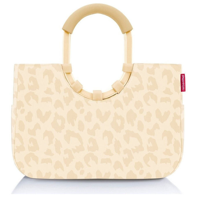 Reisenthel OS1043 Loopshopper M Borsa per la spesa in poliestere riciclato resistente all'acqua con manici in alluminio tasca interna con zip due tasche esterne volume 12 l colore Beige