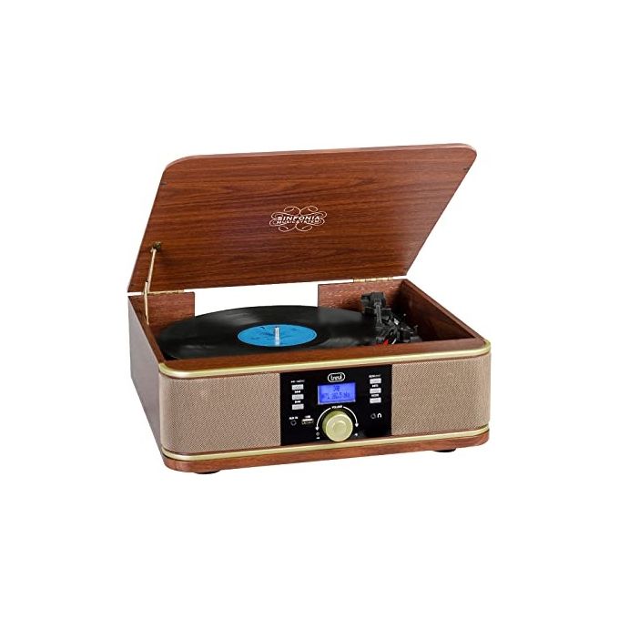 Trevi TT 1042 DAB Giradischi Stereo DAB+ FM Bluetooth USB AUX-IN MP3 33 45 78 rpm Mobile Legno colore Rosso bordeaux