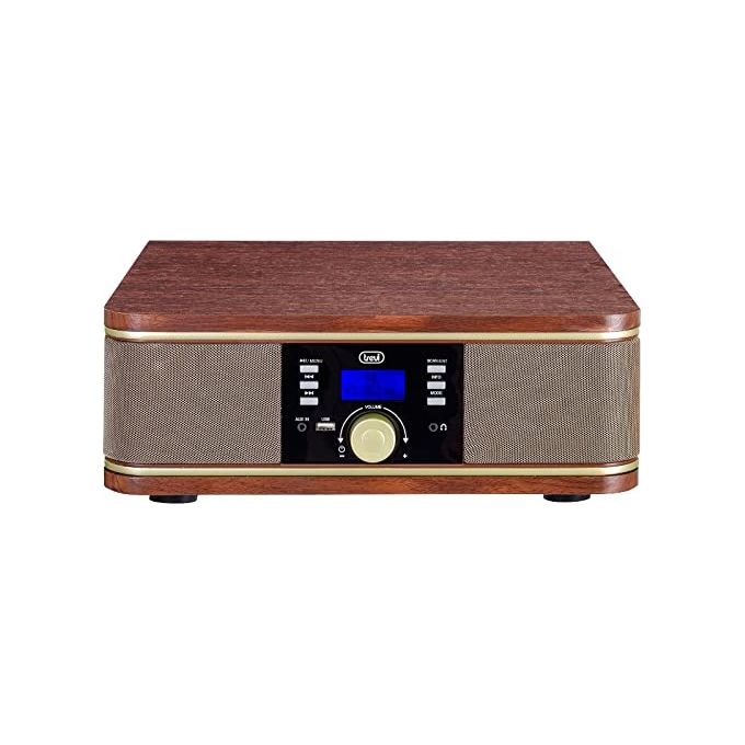 Trevi TT 1042 DAB Giradischi Stereo DAB+ FM Bluetooth USB AUX-IN MP3 33 45 78 rpm Mobile Legno colore Rosso bordeaux