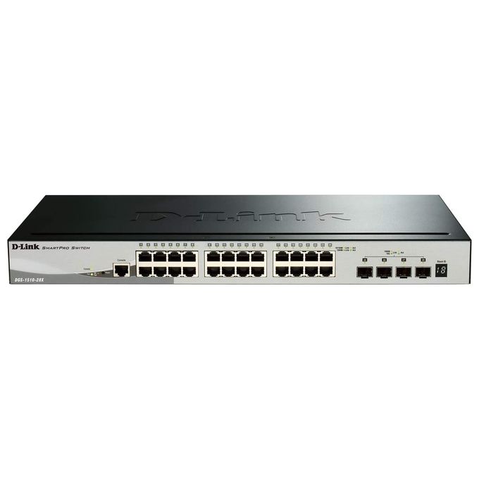 D-Link SmartPro DGS-1510-28X Switch L3 gestito 24 x 10-100-1000 + 4 x 10 Gigabit SFP+ desktop, montabile su rack