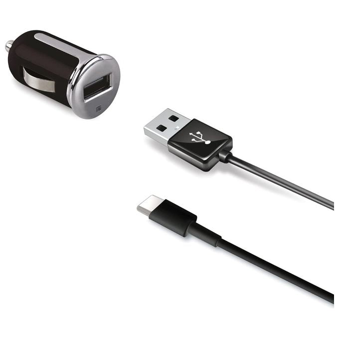 Celly CCUSBTYPEC Caricabatteria da Auto Universale con Cavo USB Tipo C Nero