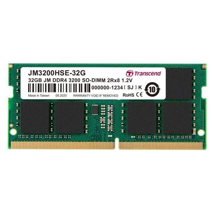 Transcend JM3200HSE-32G JetRam Memoria RAM DDR4 32GB SO-DIMM 3200MHz CL22 2Rx8 1.2V