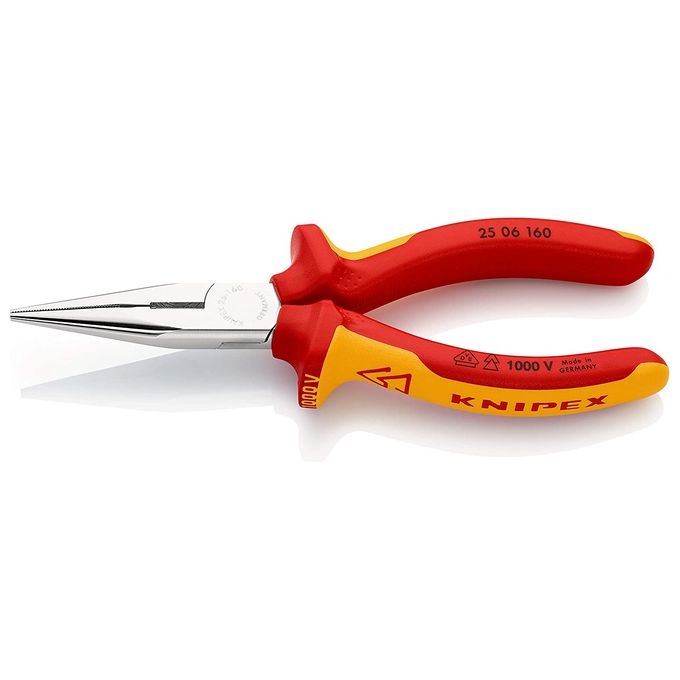 Knipex Pinza per Meccanica con Becchi Mezzotondi con Tronchese con Manici Rivestiti in Materiale Bicomponente Collaudati VDE 160mm Cromato