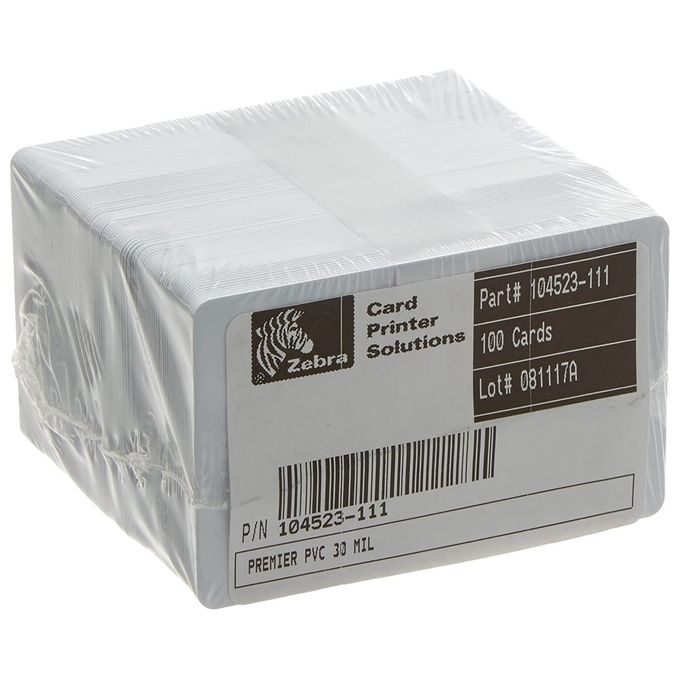 Zebra 104523-111 Premier PVC Card Carta in PVC da 30 mil 500 pezzi colore Bianco