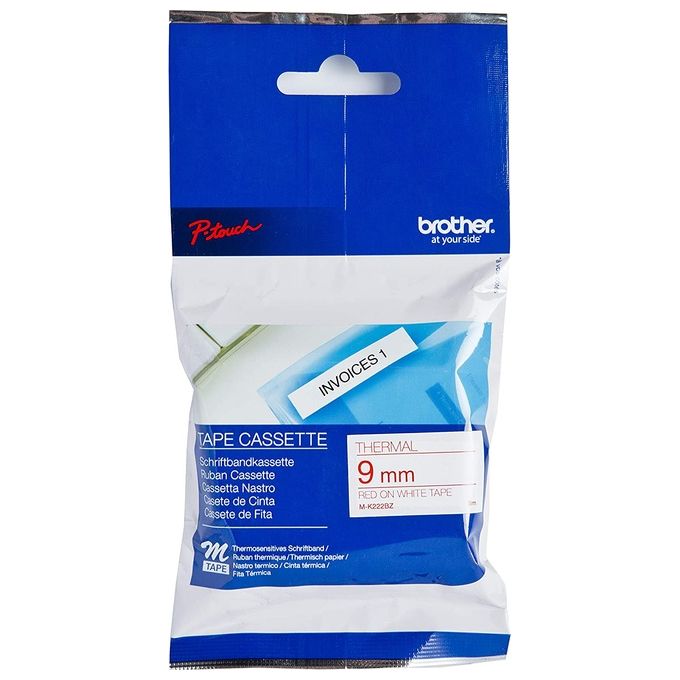 Brother 1368552 Nastro Stampante Termica Diretta 9 mm 8 m Rosso su Bianco