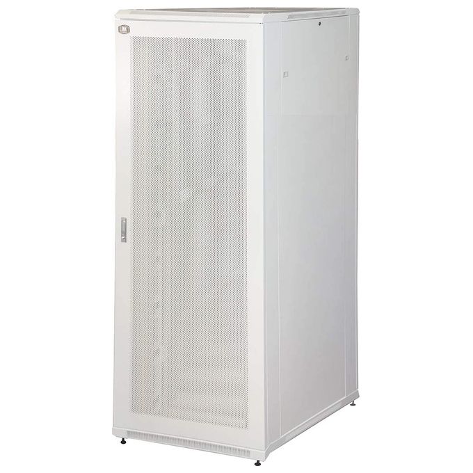 LINK LK1942U88F Armadio Rack 19'' 42U Porta Traforata Anteriore e Posteriore in Metallo Pieno con Chiusura a Chiave 800 kg di Carico Colore Grigio