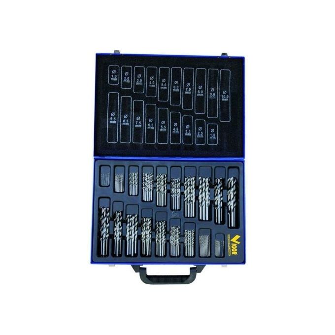 Vigor DUAL-XSHORT Serie 150 Punte HSS da 1 a 10 mm Lunghezza 150 mm Set da 150 Pezzi colore Nero