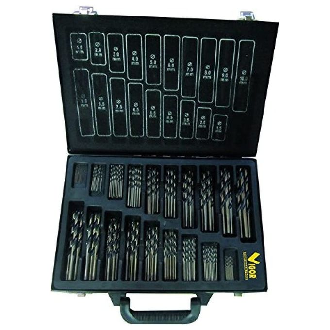 Vigor 41282-15 Serie 150 Punte Elicoidali HSS Acciaio Forgiato Set 150 pz diametri 1-10 mm
