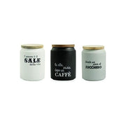 Villa d'Este Home Tivoli 2195579 Set 3 Barattoli in Gres con Coperchio in Bamboo Capacita' 750 ml Lavabile in Lavastoviglie colore Bamboo