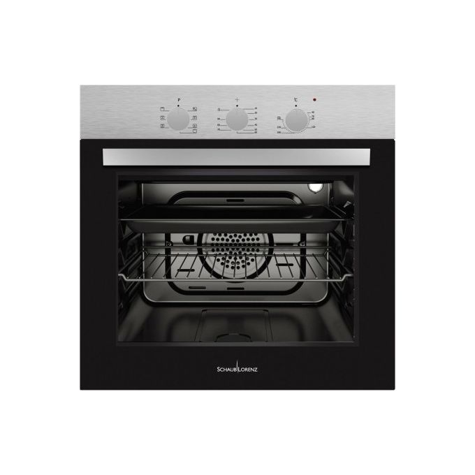 Schaub Lorenz SSFE6X7BC Forno da incasso Elettrico Multifunzione 80 L Classe A 7 Funzioni Grill Ventilazione Tangenziale (59,5x59,5x56,5 cm) colore Nero Inox