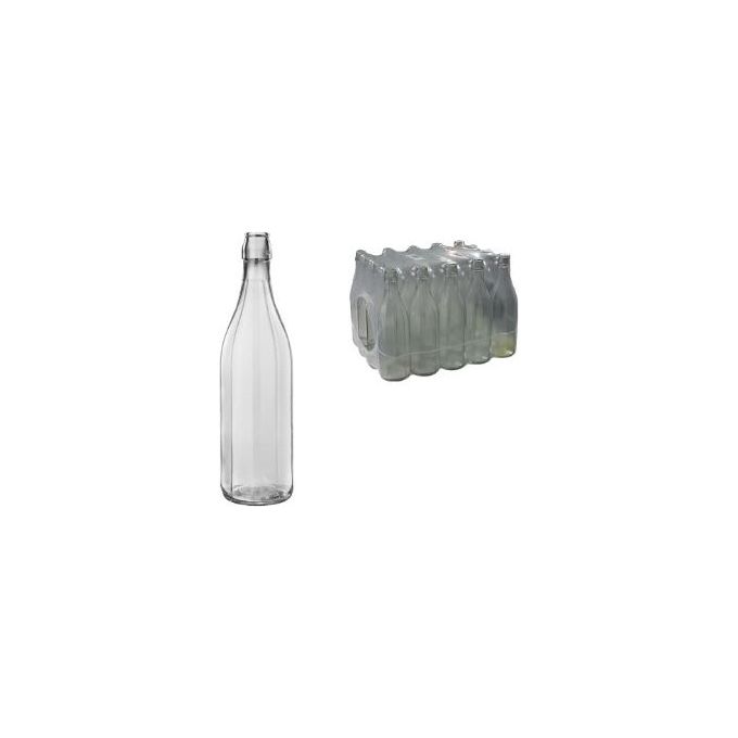 AMBROSIO VETRI SOC. COP. SV08800 Bottiglia in Vetro Costolata 1 Litro Confezione 20 Pezzi colore Trasparente