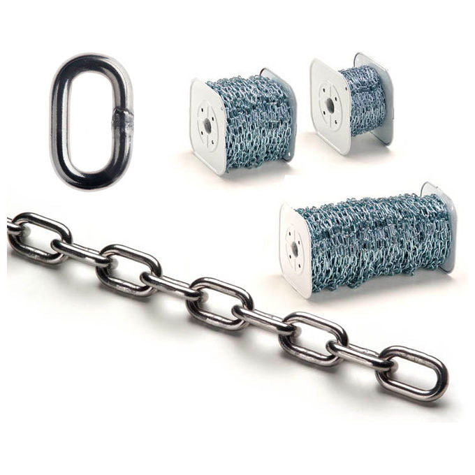 Rigamonti CGB27 Catena Genovese Zincata in Bobina Diametro 8 mm Lunghezza 22 m Carico Lavoro 650 Kg Peso 1205 g-m colore Zincato