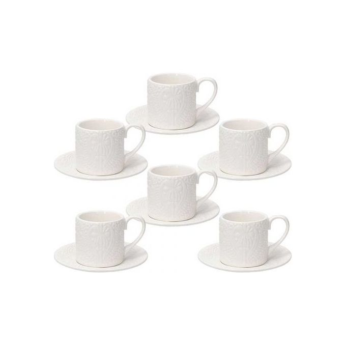 Tognana Copenaghen Confezione 6 Tazzine da Caffe' con Piattino 70cc Porcellana colore Bianco