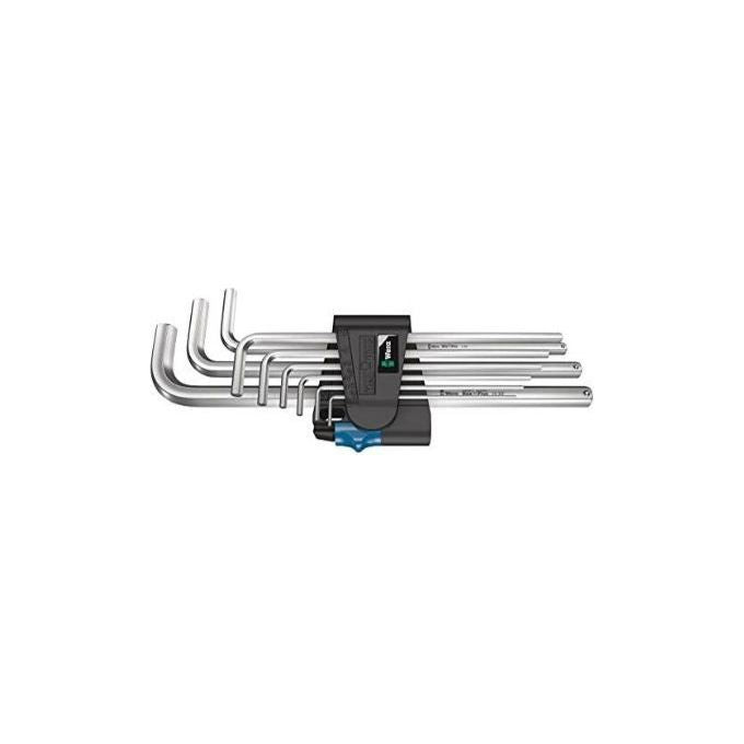 Wera 05136091001 950L-9 Christmas Hex-Plus HF 1 Set Chiavi a Brugola Angolari 9 Pezzi Metriche colore Cromato