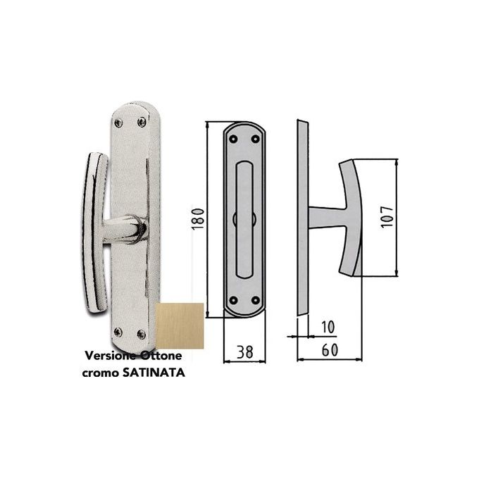 Ghidini 55744406008 Milena Maniglia Cremonese per Finestre su Placca attacco Gioco Ez 107 mm colore Ottone Satinato