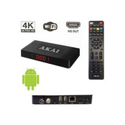 Akai AKDVBTBOXSMAR Decoder DVB-T2 DVB-S2 Combo Terrestre Satellitare Android Smart 2 Tuner 4K Ultra HD 2 GB RAM BonusOK colore Nero