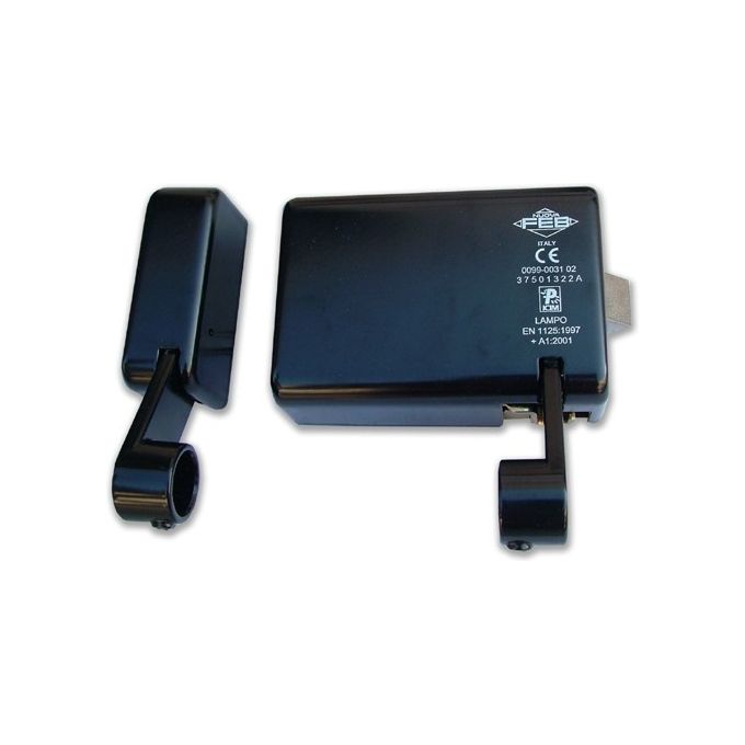 NUOVA FEB 47790 Lampo F9109C Maniglione Antipanico per Porte Metalliche con Fascia Tripla Chiusura Laterale 3 Punti di Chiusura Certificato CE EN1125 colore Nero