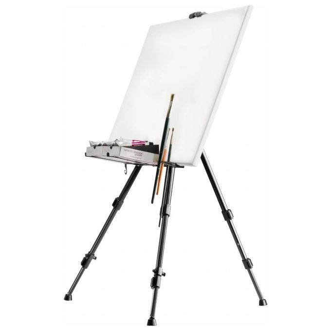 Walimex pro 21453 Staffelei XL Cavalletto per Tela in Alluminio Altezza Regolabile 60-180 cm con Ripiano e Borsa Trasporto colore Nero