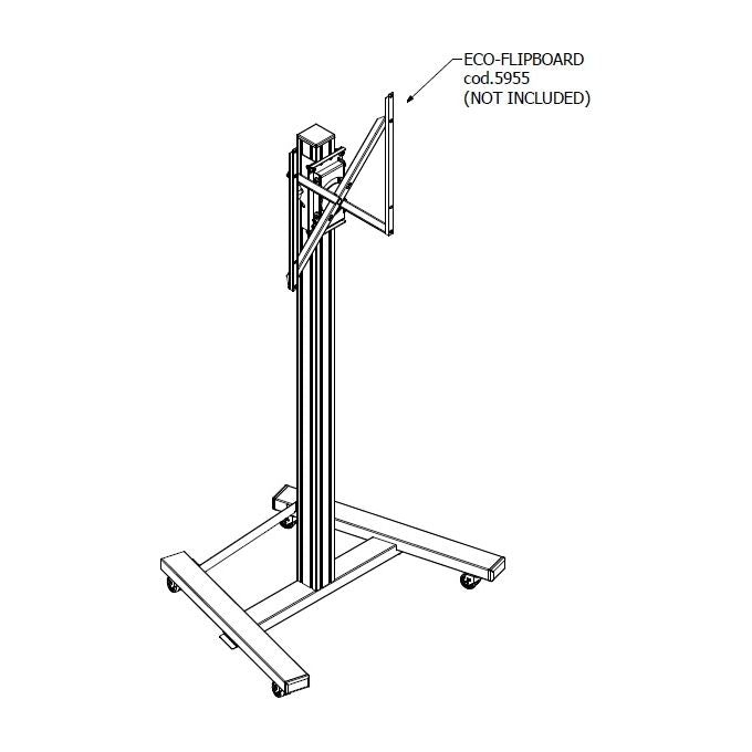 ITB Solution PM5960 Base Mobile per Eco FLIPBOARD Portata 65 Kg con Passacavi Interno e Regolazione Altezza Rotazione 90° colore Bianco