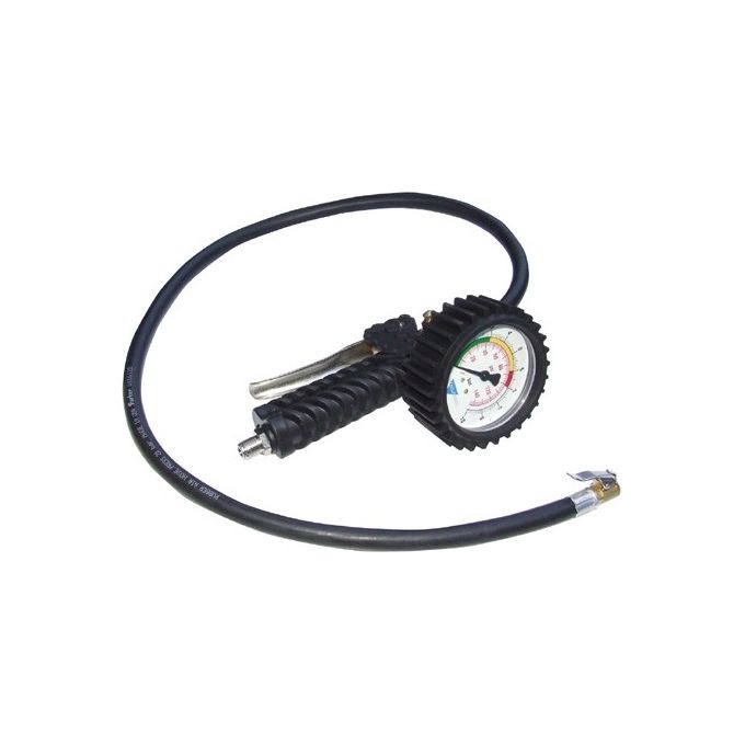 Walmec 50182 PG PRO Pistola di gonfiaggio professionale con manometro in ottone nichelato pressione 1 0 6 0 bar tubo 100 cm colore Nero
