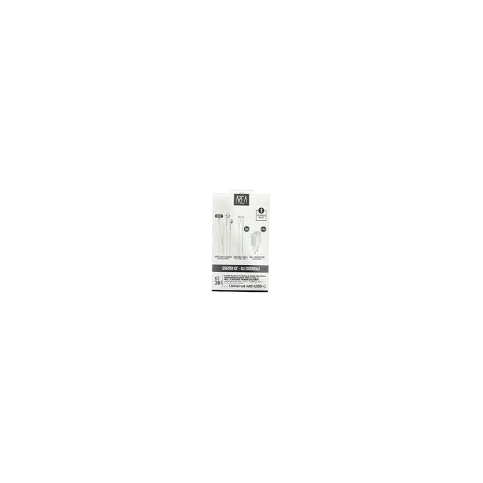 Area 8020595648397 Kit 3in1 Auricolari a Capsula Cavo USB C Lightning Caricabatterie 20W Power Delivery colore Bianco