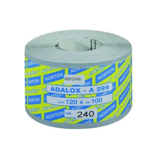 Symantec A299 Carta Abrasiva Autolubrificante Ossido di Alluminio Stearato Supporto Carta al Lattice Legante Resina Doppio Strato Larghezza 115 mm Lunghezza 100 mt Grammatura 240-400 gr-m² colore Nero