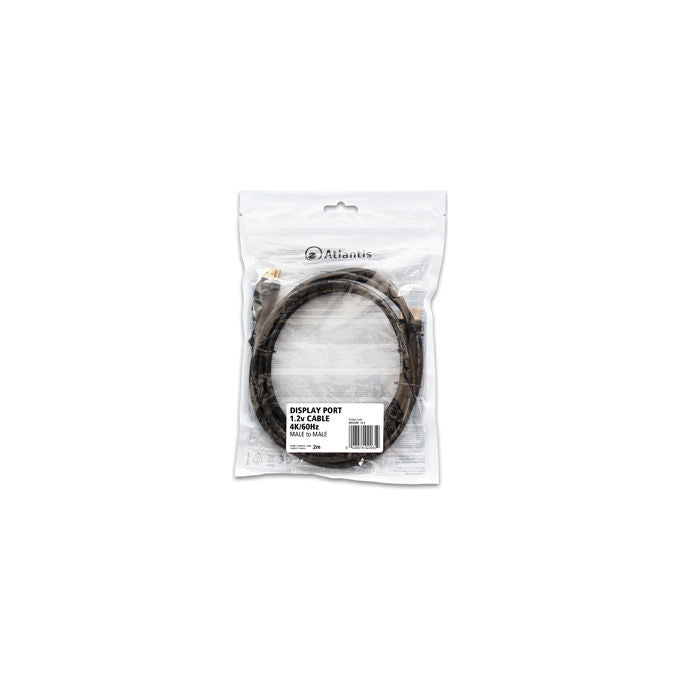 Atlantis P019-DP_12-2 Cavo DisplayPort 1.2 Schermato in Rame M-M 4K 60Hz 2m colore Nero