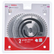 Bosch 2608644652 Lama per Sega Circolare 190 mm 30 mm 54T 2 Pezzi colore Nero