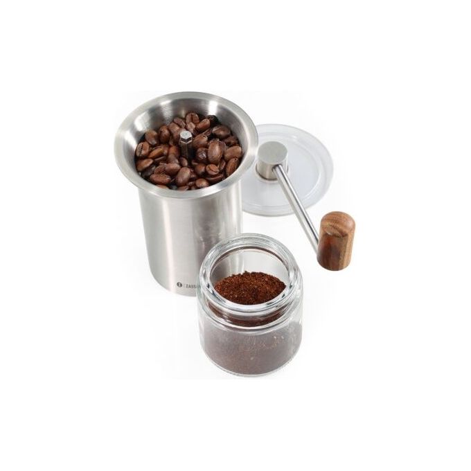 Zassenhaus 041170 Barista Macinacaffe' manuale in acciaio inox e vetro regolazione fine a grosso contenitore in vetro 40 g colore Metallo - argento